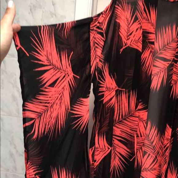 CORAL & BLACK KIMONO / CARDIGAN - Picture 8 of 8